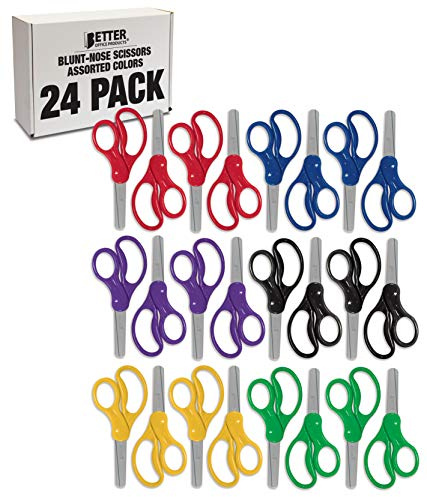 Better Office Products Kinderschere, stumpfe Spitze, 6, 12,7 cm Länge, klassische Schulscheren, 24 Stück
