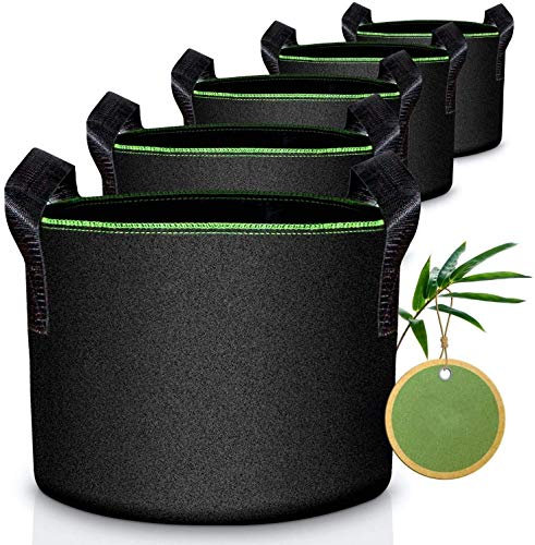 ProLeo 5X Kartoffel Pflanzsack Vliesstoff Tomaten Pflanzbeutel Taschen20L, Tasche Kartoffelsack Pflanzbeutel mit Tragegriffe für Kartoffeln, Tomaten und Erdbeeren