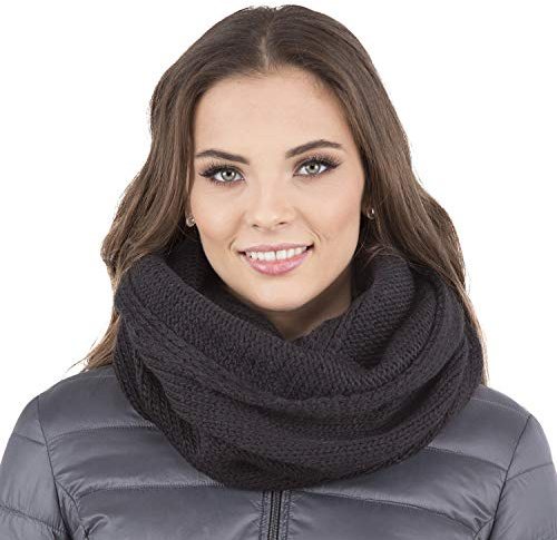 Vivisence Inviernales De Las Mujeres Bufanda Redonda Elegante Con Corte Clásico Hecha De Hilo Cálido Para Damas Ideal Para Los Días Fríos De Invierno Perfecta Para Cada Ocasión, Negro,Talla Única