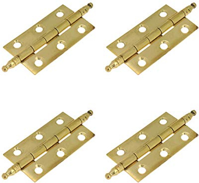 Quluxe 5,1 cm Türscharniere, quadratisches Scharnier, Antik-Messing-Scharniere für Schranktüren, Kommoden, Schubladen, Schrank mit Schrauben, Gold (4 Stück)