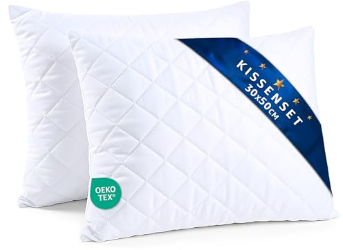 Amazinggirl Kopfkissen 30x50 cm - Kissen Allergiker Schlafkissen Polster Pillow Made in EU und Pillows for Sleeping 50 x 30 Bett Kissens für Schlafen Oeko-Tex Weiß - 2 Stück