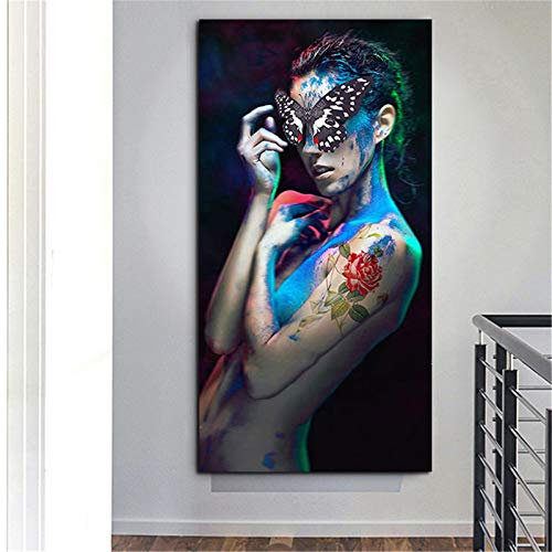 DIY 5D Diamant Painting Bilder Kits Vollbohrer Tattoo Frauen Diamant malerei Kristall Strass Diamant Stickerei Kreuzstich Home Living Bedroom Wanddekoration Geschenk Square Drill,40x80cm