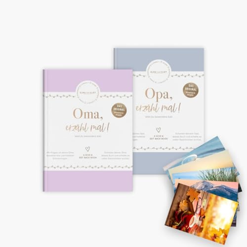 Oma, erzähl mal + Opa, erzähl mal im Set + 1 exklusives Postkartenset