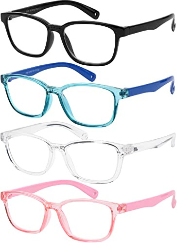 Yogo Vision Blue Light Blocking Glasses for Kids UV Protection Girls Boys Blue Light Glasses Anti Eyestrain (4 Pack)