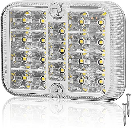 AGRISHOP 1piece 12/24V LED Rear Trailer Reverse Light White,19leds Trailer Lamps Reverse,LED Trailer Tail Light Waterproof for RV Caravan Tractor Truck Van Lorry E-mark
