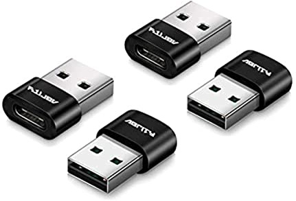 New USB to USB C Adapter Type C Female to USB A Male Charger Cable Converter for Apple Ultra iWatch Series,AirPods,iPhone 12 13 14 15 16 17 Plus Max Pro,iPad 10 Air 4 5 Mini connector (4pack Black)