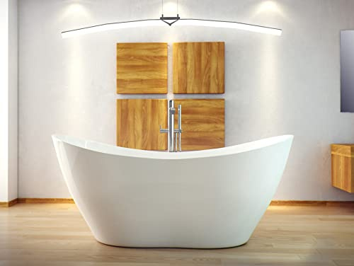 ECOLAM® exklusive freistehende Badewanne Standbadewanne moderne Wanne freistehend Viya 170x72 cm + Ablaufgarnitur Click Clack Design Mineralguss glamour Luxus weiß