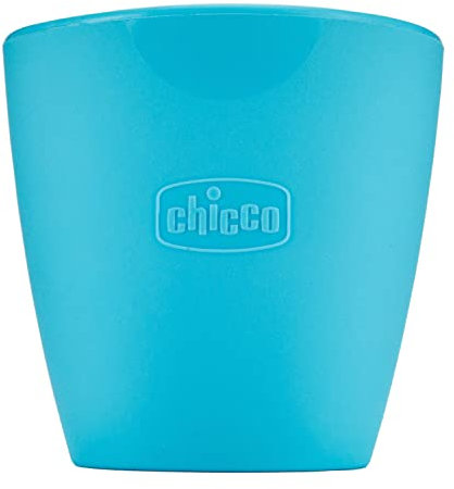 Chicco Easy Mug, Piccolo Bicchiere in Silicone con Bordo Inclinato, Facile per i Bambini Più Piccoli Senza Rovesciare, Flessibile e Facile da Pulire, 6 Mesi+, Blu
