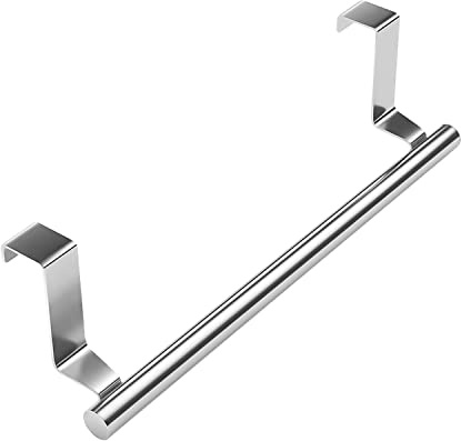Intirilife Handtuchhalterung aus Edelstahl - 36 x 5 x 6.5 cm - Handtuch Stange Halter zum einhängen in Silber zum Aufhängen von Küchen- oder Badezimmerutensilien an Türen oder Schränken