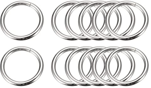 sourcing map 12 Stück Geschweißter O - Thickness:3.8mm x ID:25mm Mehrzweck | Ringe Schnalle Metall für Befestigung Schrauben Haken Taschen Paracord Camping, & DIY - Silber