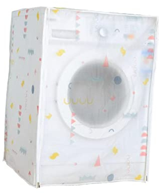 Cabilock Peva Waterproof Washing Machine Cover, Fully Covered Zipper Design, Dustproof Protector for Home Laundry, 60x55x82cm, Pattern