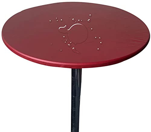 Tischdecke Runde Stretch Tischtuch Wasserdicht Abwischbar Tischschutz Für Drinnen Und Draußen (100cm (Rund),Weinrot)