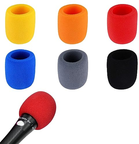 6 Stück Mikrofon Windschutz, Universelle Schaumstoff Mikrofonabdeckung Bunt, Hand Waschbar Mikrofon Schutzhülle, Wiederverwendbar Schwamm Windschutz, Für KTV, Bühnenperformance, Familienfeier