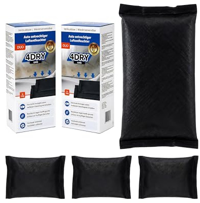 4DRY Duo-Autoentfeuchter 2×750 g | 4 Stk | Gegen beschlagene Scheiben