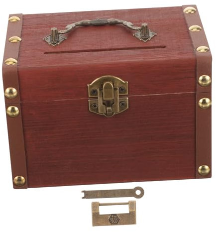 BESTonZON 1 Satz Sparbüchse Aus Holz Bilden Schatztruhe Aus Metall Schmuck-Organizer-Fach Weihnachtsdekoration Schmuckaufbewahrungshalter Mini-geldkoffer Holzdekor Klein Eisen Kind Münze
