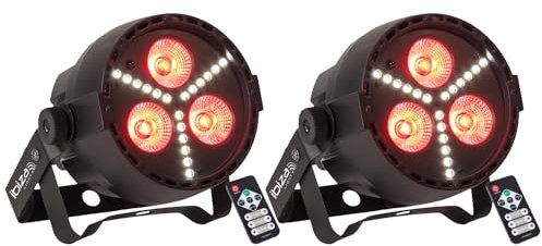 Ibiza - Pack de 2 Projecteurs Par PAR-MINI-STR - 3x4W DMX LED Dj Fête Club Bar Discothèque Lumière Boîte Nuit Soirée