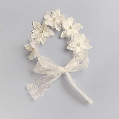 1 diadema para bebé, niña, encaje, diamantes de imitación, flores, diadema, diadema para bebé, accesorio para el pelo, para fiestas, bodas, bautizos, fotografía familiar, color beige