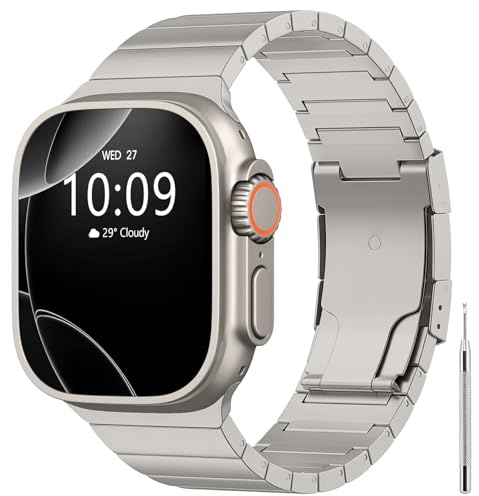 TiMOVO Titanium Band Compatible with Apple Watch Ultra 3/2/1 49mm, Adjustable Metal Link Ultra 2 Strap, Premium Replacement Apple Watch Bands for Men