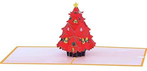 IWOMA Weihnachtsbaum für Karte mit Umschlag, 3D-Weihnachtsgruß, abnehmbar, blanko, Geschenk für Freunde und