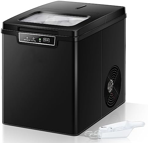 GYMAX Macchina per il Ghiaccio, Produttore di Cubetti di Ghiaccio, Cestello da 0,7 kg, 1,85L Serbatoio dell’Acqua, con Display LCD, Paletta per Cubetti di Ghiaccio, per Casa, Bar e Ristorante