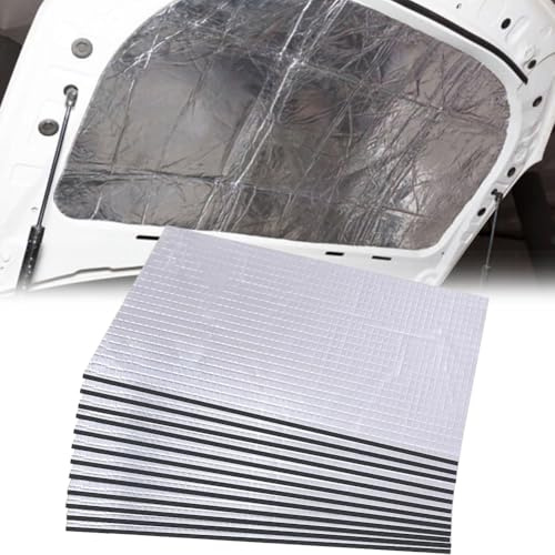 Lot de 12 tapis d'isolation phonique auto-adhésifs pour voiture, 40 cm x 25 cm x 5 mm, ignifuge, résistant à l'humidité, imperméable