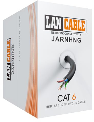 JARNHNG Cable de Red Cat 6, 300m, UTP 26AWG, 500MHz - Conexión para Gaming, Ordenadores, Routers, Sin Conectores