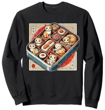 Boîte à bento Chibi Chats Japonais Drôle Graphique Kawaii Chat Anime Sweatshirt
