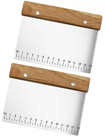 Cabilock Raspador De Masa Con Mango De Madera y Cuchillas De Acero Inoxidable Para Cortar y Untar