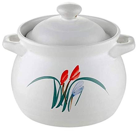 ASumPio Pots,Ceramic round Dish Casserole Clay Pot Earthen Pot Ceramic Cookware with Open Fire Ceramic round Dish Casserole/4.5L/a,3.4L-a