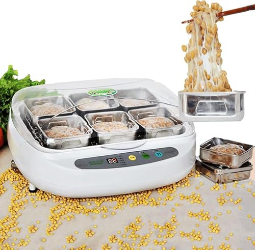 BESTXH Blanca, MáQuina EléCtrica para Hacer Natto Yogurtera, MáQuina De FermentacióN Casera, Fermentador De Natto De Acero Inoxidable De 3,5 L con Panel De Control Inteligente