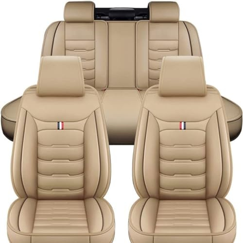 Auto Sitzbezüge Sets für BMW X1 E84 X1 1.Gen 2009-2015, Universal PU Leder AutositzbezüGe Vordersitze Rücksitze Schonbezüge Autositz Sitzschoner,B/Beige