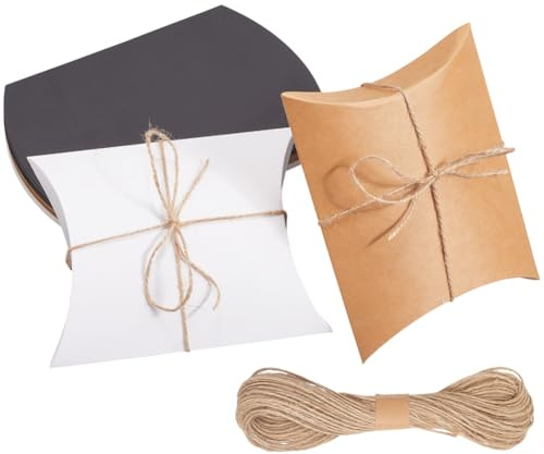 Beebeecraft 18 pz Grandi Scatole A Cuscino Scatole di Carta per Caramelle con Spago di Iuta per Bomboniere Forniture per Feste di Compleanno e Doccia