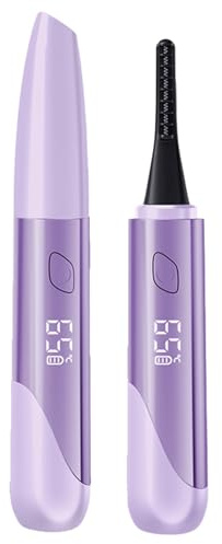 Elektrische Beheizte Wimpernzange Beheizbar, USB Wimpern Curler Wiederaufladbare Beheizbare Wimpernformer, 15s Schnelles Aufheizen Wimpern Curler, 4 Gang Temperaturregelung mit LED-Anzeige (Lila)