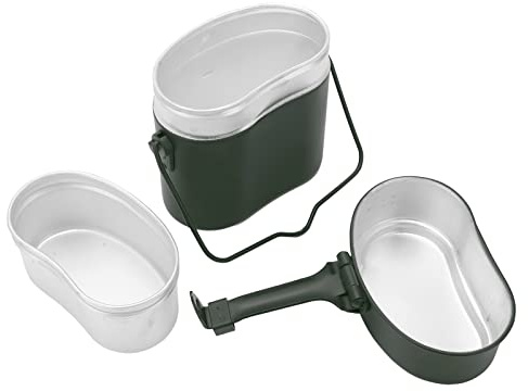RiToEasysports Padella Militare, Kit da Cucina in Alluminio per Campeggio, Sopravvivenza, Escursionismo e Cucina All'aperto