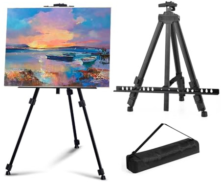 Braozaiw Cavalletto per display, treppiede regolabile in metallo, con borsa per il trasporto, altezza da 43 cm a 152 cm, per pittura su tavolo o pavimento, disegni interni ed esterni, poster, tela