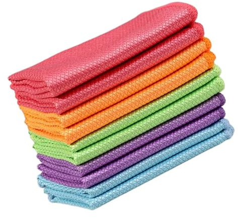 Reusable Microfiber Cleaning Rags 10 Count Superiors Absorption Fish Scales Cloth For Home And Kitchen Surfaces