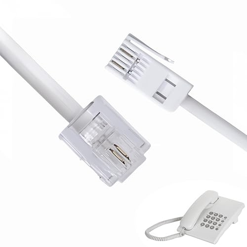 BAIWANLHC Telephone Cable Phone Cable, BT Plug to RJ11 Male Broadband for Landline ADSL Modem, 3M 6P2C 2-Pin Phone Extension Cable for UK Landline Modem Fax, Broadband & Dial-Up Office Home (White)