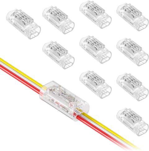 YUTOKEER 3-poliger Kabelverbinder – 10 Stück, lötfreier Crimpanschluss für 22–20AWG, werkzeugfreie Dreifach-Verbindung für LED, Smart Home und Steuerleitungen