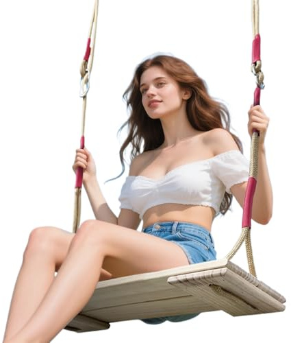 Balançoire d'extérieur en Bois | Chaise Haute avec Hauteur de Corde réglable | Meubles d'extérieur Portables pour équipements de Loisirs Adolescents Garçons Filles Adultes