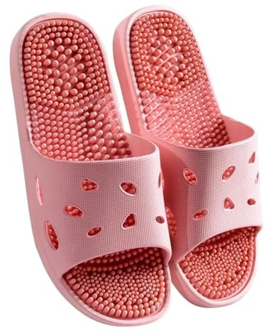 Massagetofflor Halkfria Duschskor Med Öppen Tå Män Dam Reflexologi-akupunktur Sandaler Akupressurtofflor För Plantar Fasciit Djupmassageapparat För Fotvävnad(Pink,38/39 EU)