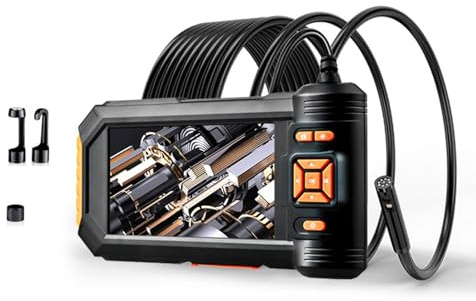 WATERBELINE Endoscopio industriale a doppia lente da 5 pollici con foro 1080P fotocamera serpente per fognature tubo di ispezione 2600 mAh