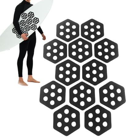 Skimboard Traction Pads, Anti Slip Surfboard Grip, 4.72x5.31 Inches 12 Piece Adhesive Kit, Textured Deck for Beach Fitness Sea Fishing Outdoor Kayaks Pool Backyard Summer Training Equipment