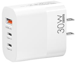 US plug travel adapter charger, USA & Canada wall adapter with 2 USB-C fast charging ports and 1 USB-A port, 2-Pin fast charger Plug suitable for USA, Canada, Mexico,Japan,China