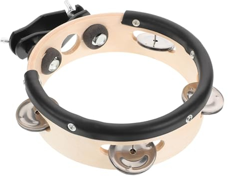 Schlagzeug Becken Hi Hat Tamburin 6 Zoll Rund, 1 Stück | Holz und Metall, Leicht zu Befestigen, Klarer Klang, Vielseitiger Ton für Schlagzeug