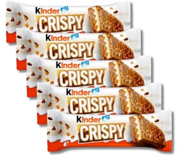 Kinder Crispy 5er Pack – je 34 g (170 g Gesamt) – Knuspriger Waffel-Riegel mit Haselnuss- & Milchcreme – Umhüllt von zarter Milchschokolade – Perfekt für zwischendurch
