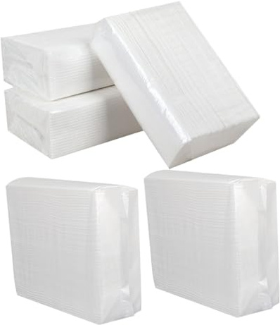 5 Papierhandtücher aus Papier Beutel für Küche und Bad | Saugfähig, Mehrzweckfähig, Dicke Ausführung, Weiß, 120 Blatt, für Hotel und Wc
