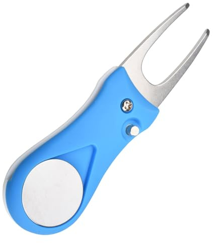 YIXANNX Foldable Golf Pitch Groove Repair Fork Manual Practice Pitchfork Plastic Handle Outdoor Portable Lawn Marker Tool, Blue