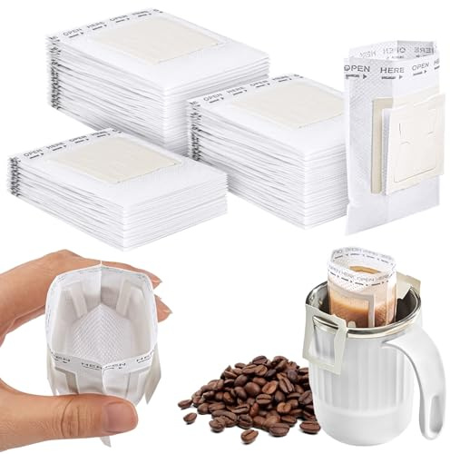 ABOHU Drip Coffee Bag Einweg, 100 Stück Hängende Ohrtropf Kaffeebeutel, Kaffeefilter zum Aufhängen, Tragbare Kaffee Papier Filter, klappbar Kaffee Tee Drip Filtertüten für Reisen, Zuhause, Büro