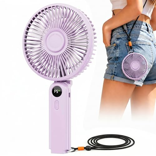 Innopower Ventilateur USB Portable, Ventilateur à Main Rechargeable USB 10000mAh Max 40 Heures, Écran LED, Ultra Silencieux, 5 Vitesse Ventilateur de Table Pliable pour Bureau Voyage Camping