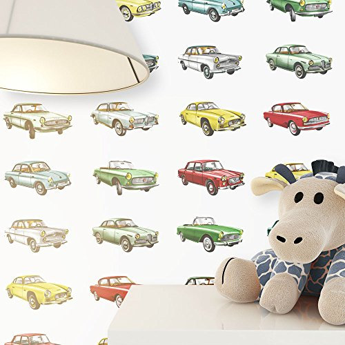 NEWROOM Kindertapete Beige Autos PKW Kinder Vliestapete Blau Vlies Kindertapete Kinderzimmer Babytapete Babyzimmer Verkehr